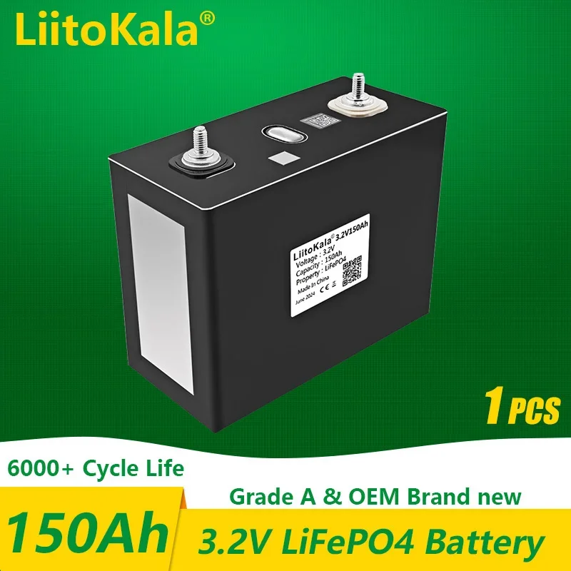 

LiitoKala 3.2V 150Ah Lifepo4 battery Rechargeable cell DIY 12v 24v Electric car RV forklift yacht Inverter Solar storage