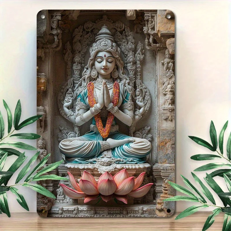 

2D Vintage Indian Elephant God Metal Wall Art Decor, Aluminum Sign Plaque for Home Office Clubs Cafes, 8x12 Inch, Elephant Decor