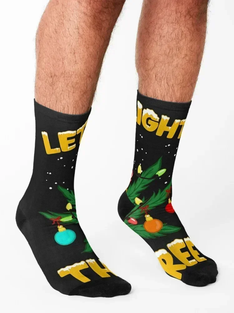 Let's Light This Tree Vintage Christmas Weed Smoker Canabis Socks funny gift designer brand essential hiking Socks Men's Women's