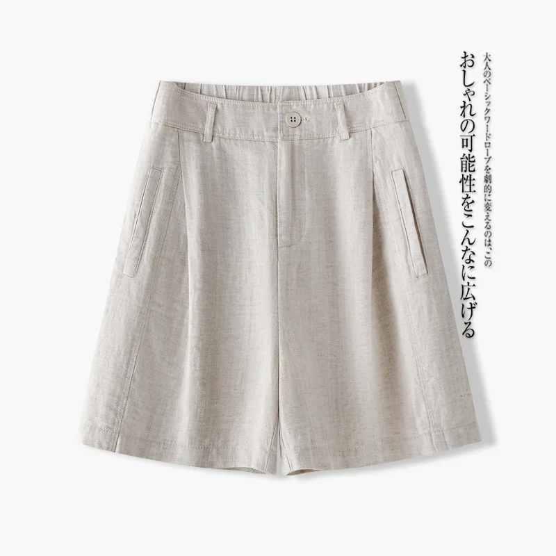 

Women's Linen Shorts Summer High Waist Stylish Versatile High-End Straight Casual Five-Point Shorts