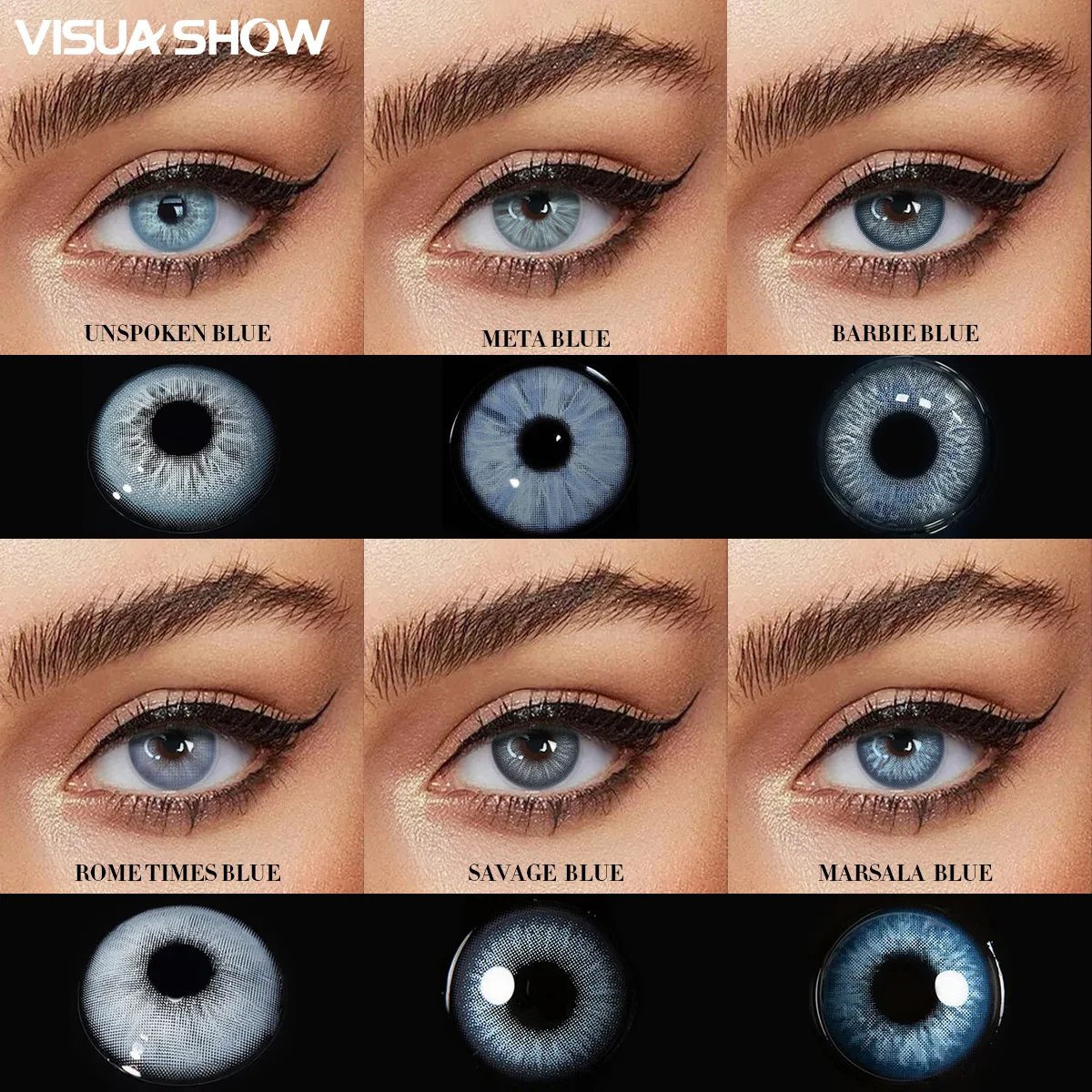 VISUASHOW линзы для глаз цветные диоптриями 1 парные голубые карие линзы косметика линзы цветные