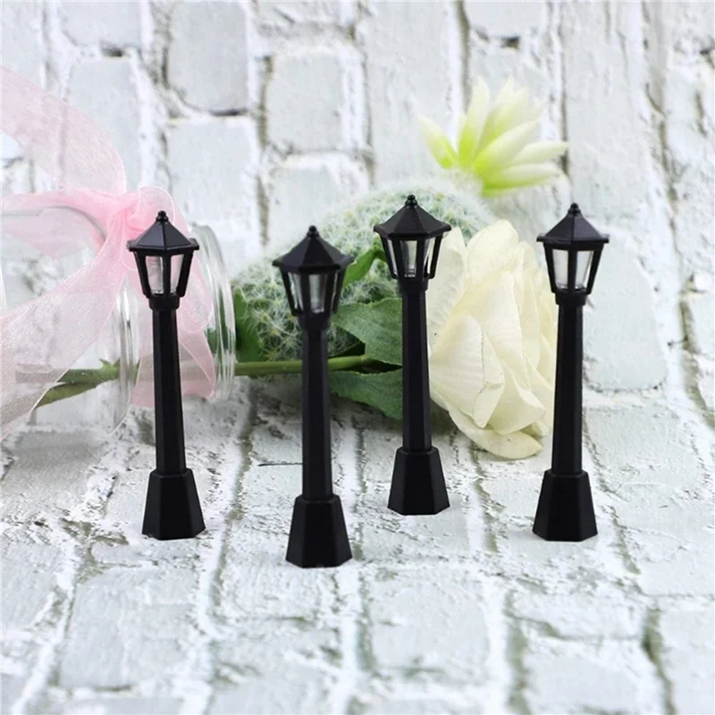 

ABUM-16Pcs Street Post Lights Model Railway Train Lamp Post Lights Miniature Village Pathway Lantern Post For DIY Dollhouse
