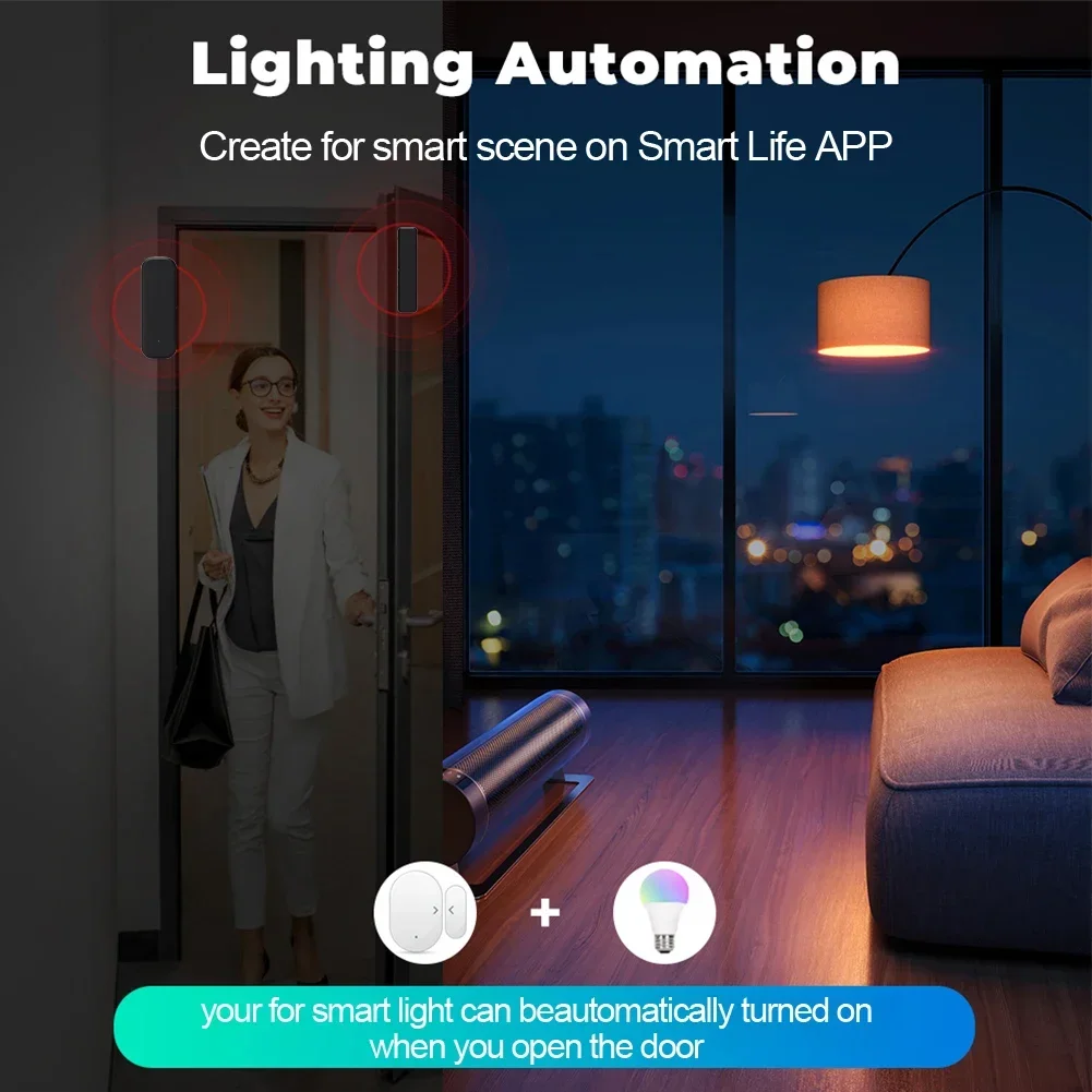 Für TuyaZigbeeWifi Tür Sensor Fenster Eintrag Sensor Sicherheit Einbrecher Magnetische Sensor Alarm Smart Leben Arbeit Mit Alexa Google Hause