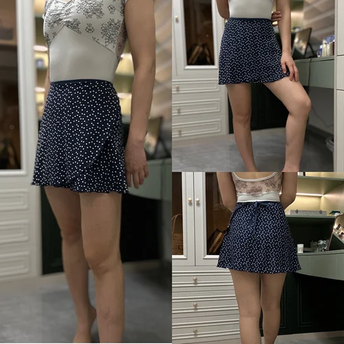 Imagen 2 del producto Delantal pequeño de Ballet para mujer, tutú para niñas, nuevo estilo, falda de leotardo de práctica con estampado, elegancia para adultos, ejercicio diario, vestido de baile de Ballet