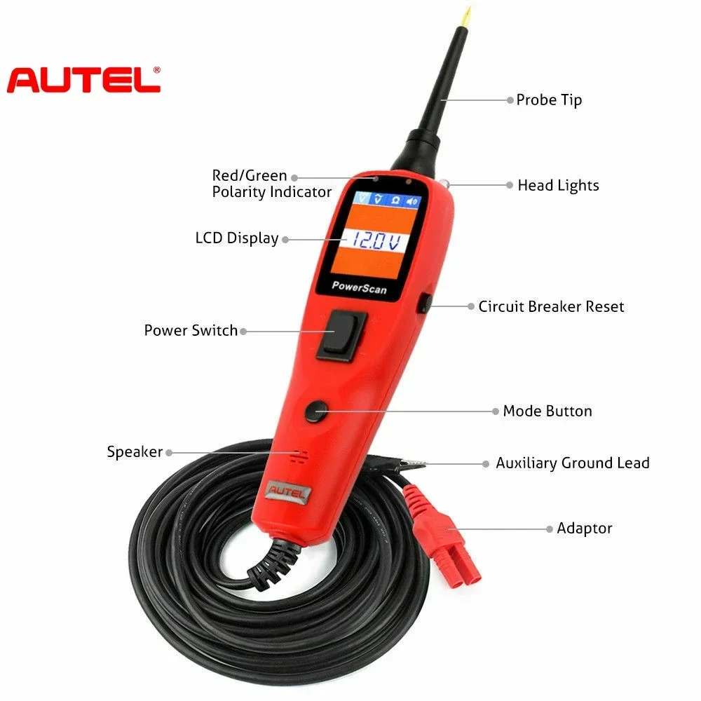2024 Newest Autel PowerScan PS100 12V 24V Electrical System Diagnostic Tool Automotive Circuit Tester Power Circuit Probe Kit