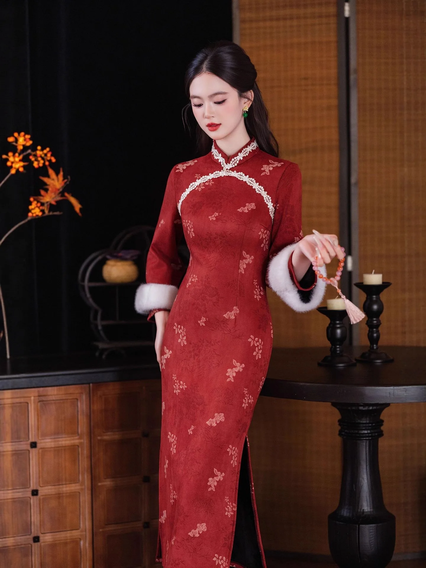 النمط الصيني الجديد تحسين شيونغسام 2025 الشتاء مزاجه النبيذ الأحمر فستان سميك اليومية شيونغسام #2