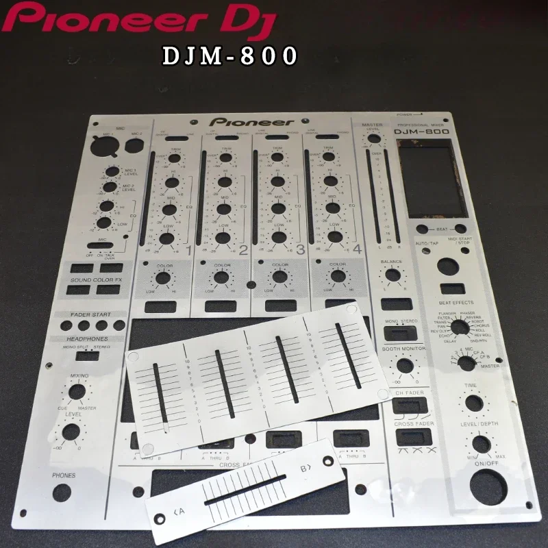 Pioneer DJM800 Panel de consola mezcladora película protectora blanco plateado brillante fácil de aplicar sin dejar pegamento. No panel de hierro