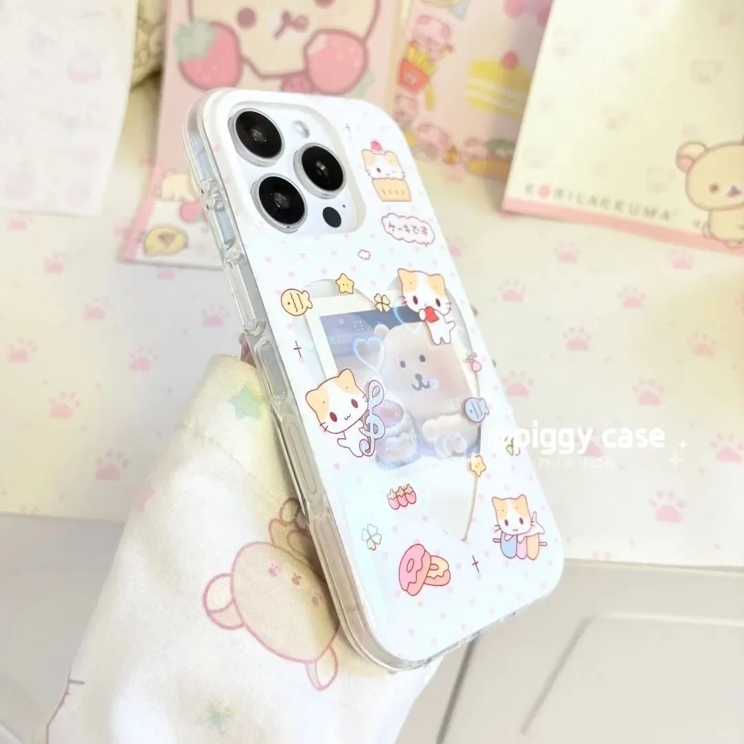 الحب القطن كاندي القط لطيف الوردي البولكا نقطة Kawaii الدب جراب هاتف آيفون 17 16 15 14 13 12 11 برو ماكس 7 8 زائد MINI Y2K غطاء