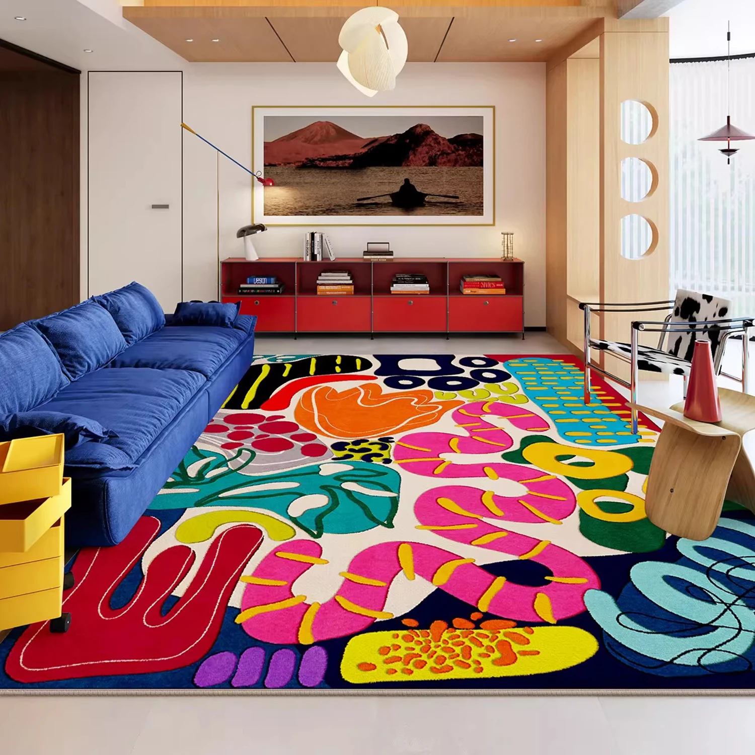 

Color Blocking Cartoon Carpet for Living Room Soft Large Area Floor Mats Bedroom Bedside Rug Home Decoration 거실러그 Alfombra Salón