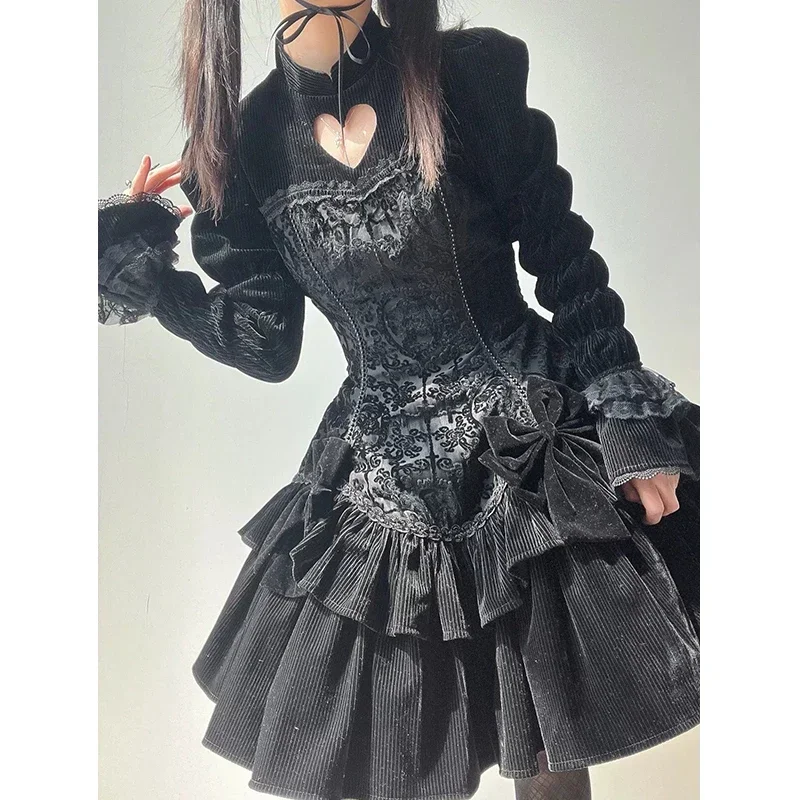 Robe de Flocage Lolita Gothique Sombre, OP, Amissié, Doux, Cool, Lapin, Princesse d'Halloween