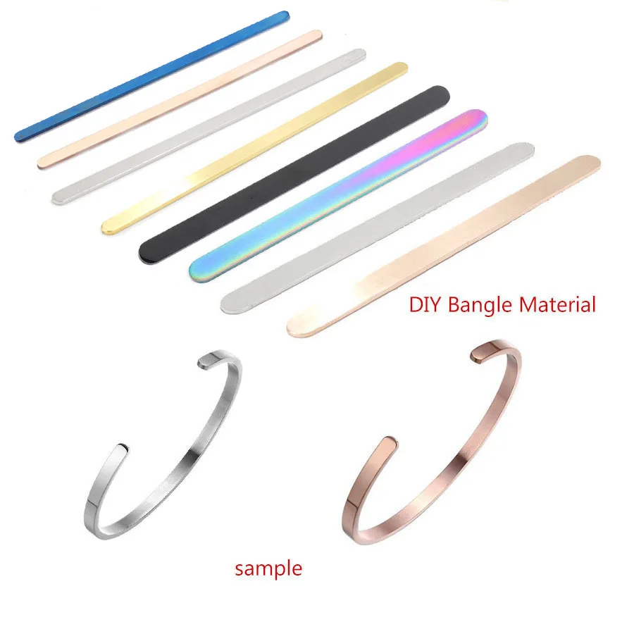 Mirror Polished Stainless Steel Strip Shape Bracelet Rectangle Charm Blank Stamping Tag DIY C Open  Cuff Bangle