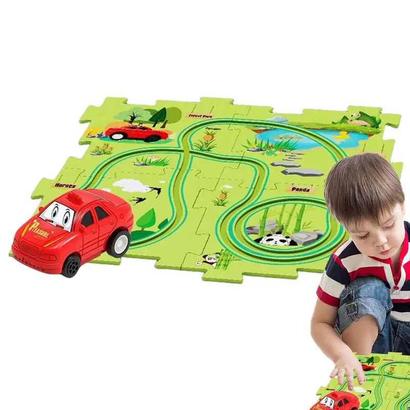 

Puzzle Track Car Play Set Toy Vehicle Puzzle Board Car Adventure Toys Race Track Educational Toys Toddler Puzzle Track Play Set