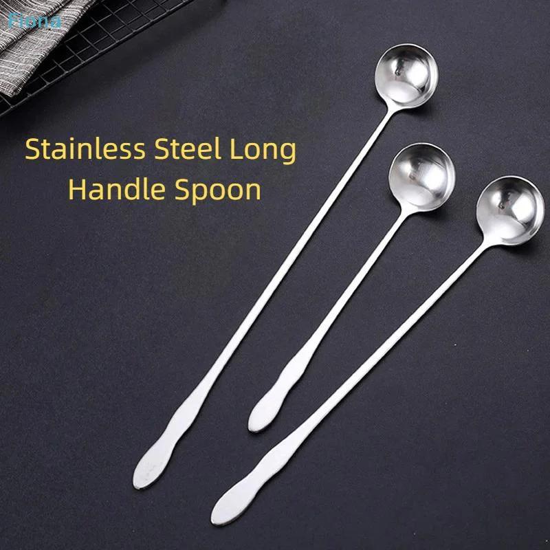 ✔Stainless Steel Long Handle Stir Spoon For Cocktails, Ice Coffee, And Tea - Mixing Spoon With Easy Grip Handle