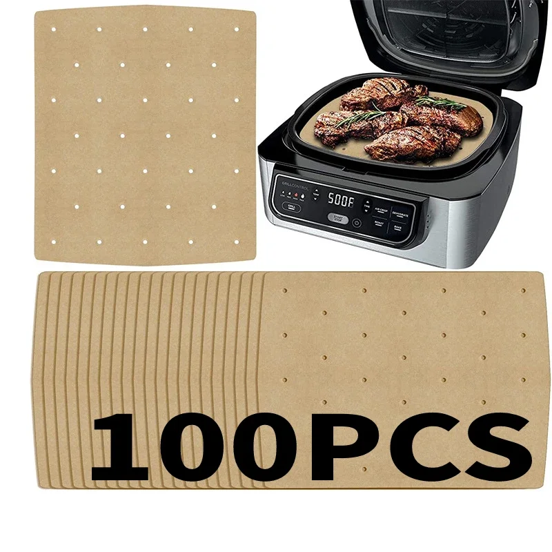 

100pcs Air Fryer Paper Food Disposable Paper Liner Oil-proof Barbecue Plate Steamer For Ninja Foodi Airfryer Baking Accessories