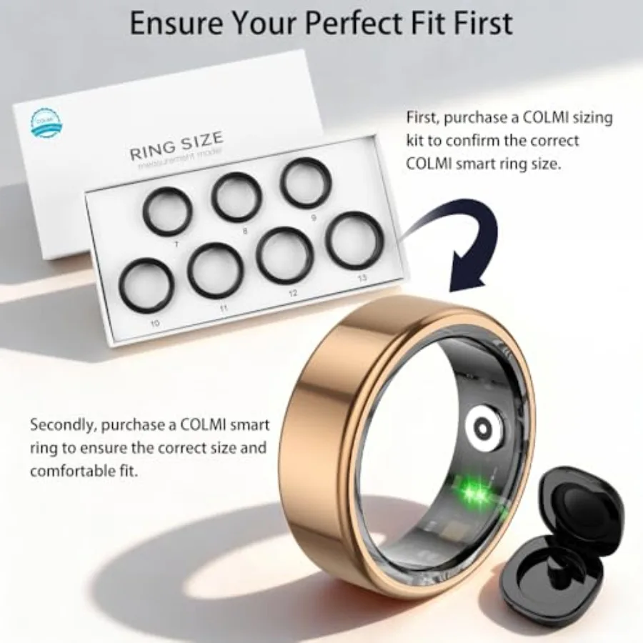 Smart Ring for Women and Men, No Subscription Fee, with a Charging Case, Supports Heart Rate, Blood Oxygen, Sle