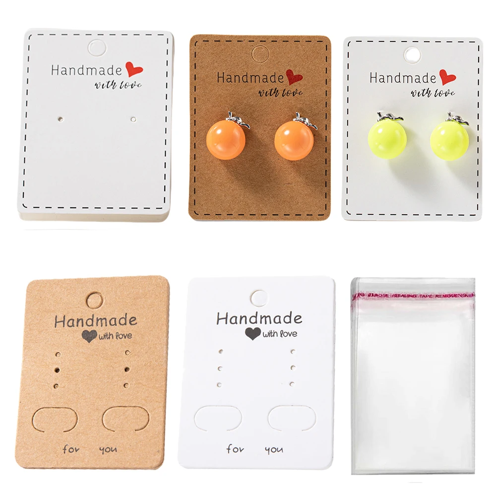 

50Pcs Earring Display Cardboard Holder Cards For Jewelry Selling Organizer Self-Seal Packaging Hang Tag Packaging Supplies