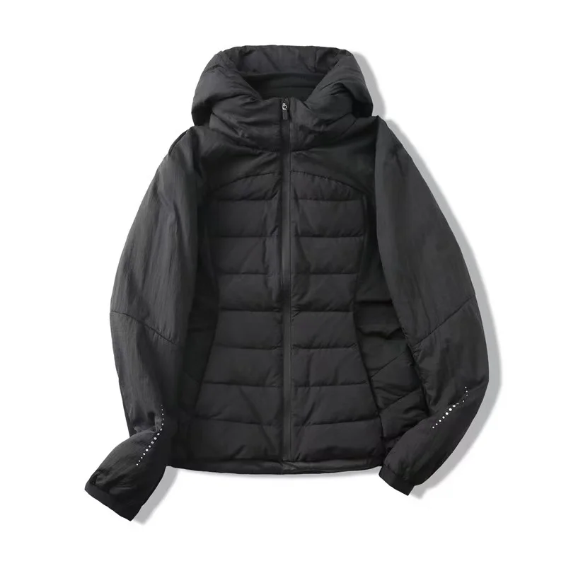 2025 Piumino con cappuccio da donna nuovo autunno/inverno Tessuto impermeabile Cappotto sportivo per il tempo libero da corsa all'aperto Qualità leggera di lusso