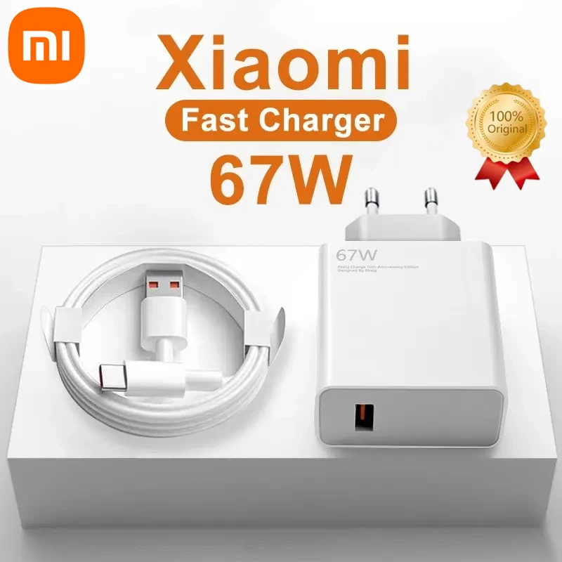 Oryginalny 67W szybka ładowarka Super zasilacz do Xiaomi Mi 12 11 6A typ C kabel do POCO X5 X4 Pro Redmi Note 9 10 11