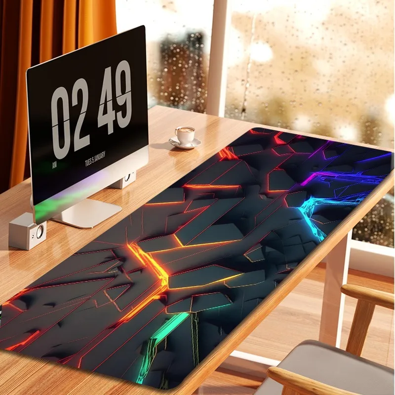 Geometric Mousepad XL Gaming Accessories Office Gamer Keyboard Science and Technology Printing Desk Mat Non-Slip Laptop Mousepad