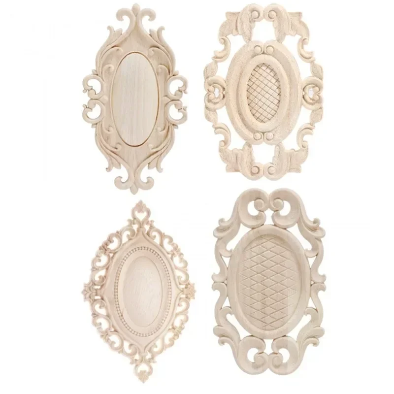 Wooden Appliques for Furniture Home Decoration Accessories Wood Flowers Decoration Wood Decals for Walls Furniture Accessories