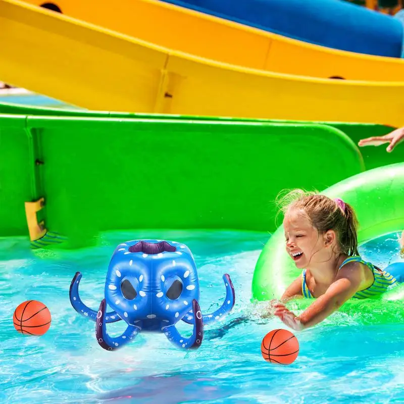 Octopus Water Toy Inflatable Octopus Basketball Hoop Toss Game Fun Octopus Toy For Children's Indoor & Outdoor Play Cool Summer