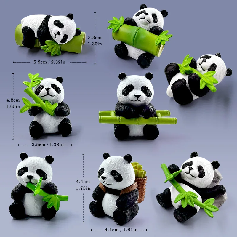 4Pcs New Panda Figurine Diy Home Kawaii Room Decor Miniature Fairy Garden Decoration Accessories Modern Children\'s Birthday Gift