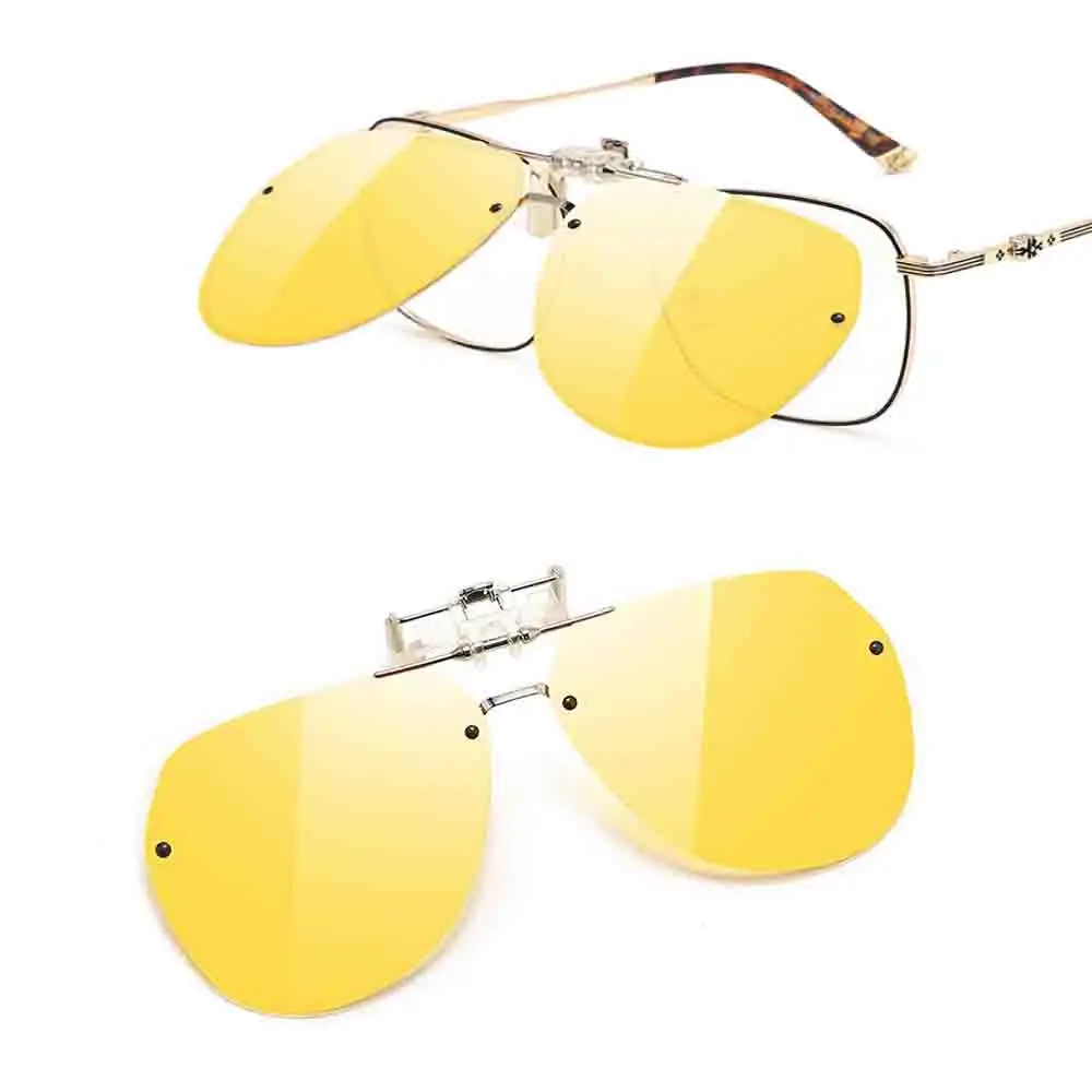 2026 Metal Clip Polarized Yellow Night Vision Glasses UV400 Flip Up Sunglasses HD Eyewear Driving Riding Fishing Shades