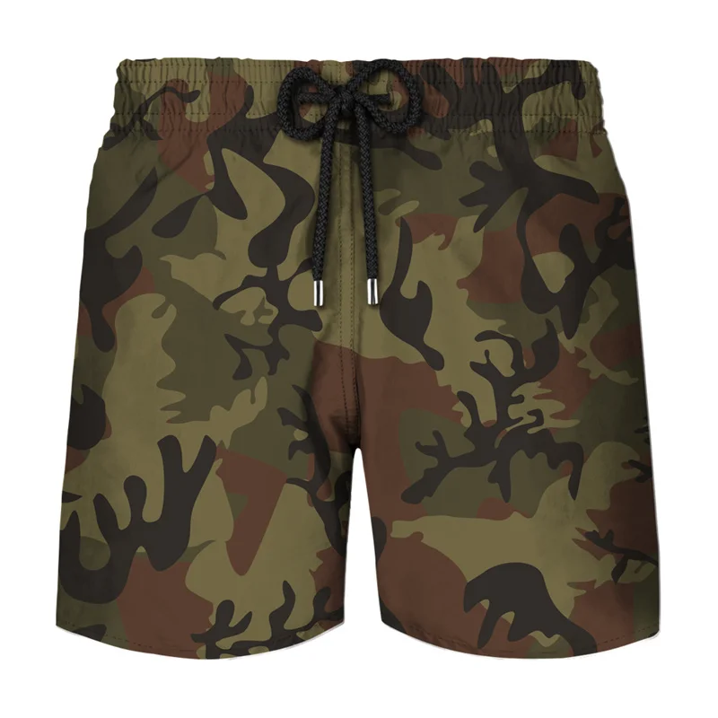 Camouflage Graphic Beach Shorts Men 3D Camo Gothic Skull Printed Swimming Trunks Sohier Army Vetern Military Fashion Short Pants