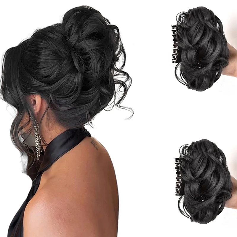

Messy Curly Claw Hair Bun for Women Short Curly Clip in Hair Buns Extensions Synthetic Wave Updo Bun Ponytail Daily Use