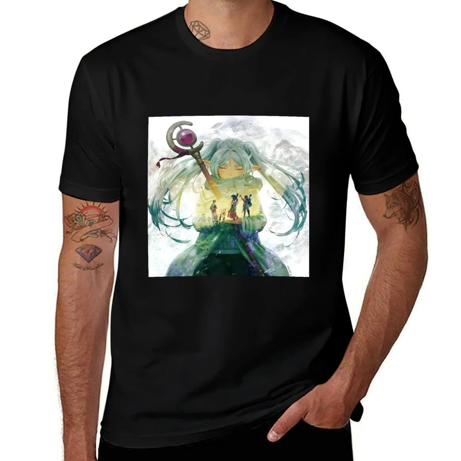 

Frieren's journey fan art T-Shirt graphics man t shirt tops designer t shirt men