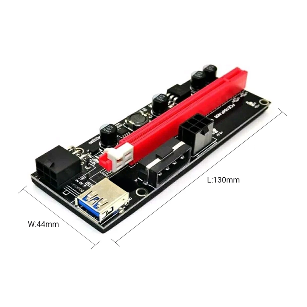 Ver 009S USB 3.0 PCI-e Riser PCIe PCI Express 1X à 16X carte adaptateur d'extension câble d'alimentation 6 broches 130x44x5mm