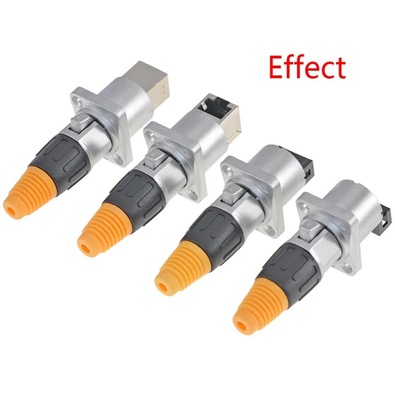 Waterproof Shielded With Pushbutton RJ45 Connector No Pushbutton RJ45 Holder Portable LED Display Signal Plug Socket, Durable B