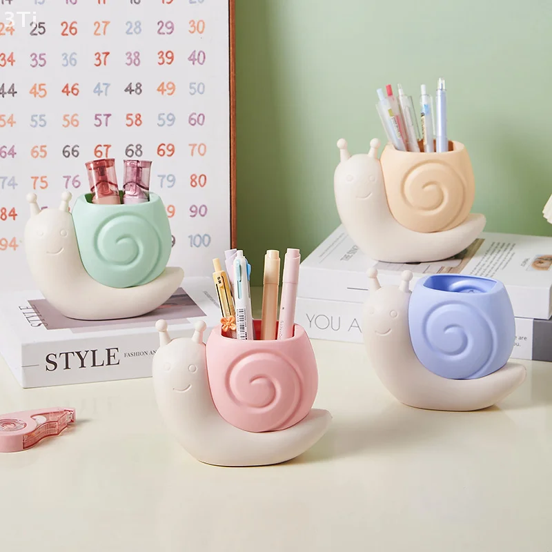 Interesting Snail Pen Holder Plastic Multi-functional Pencil Storage Box Tabletop Storage Student Stationery Organizer