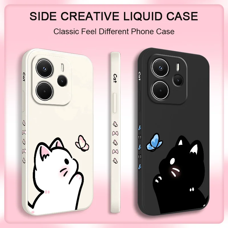 เคสโทรศัพท์ลายแมวหวานฝัน สำหรับ Xiaomi Redmi Note 14 13 12 12S 11 11S 10 10S 15 15C 14C Pro Plus 4G 5G  วัสดุซิลิโคนเหลว