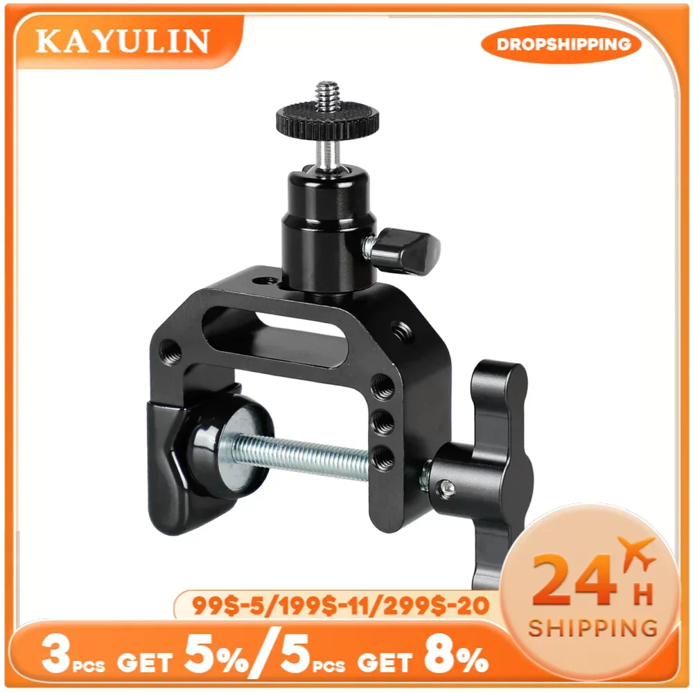 Kayulin Heavy-duty C Clamp Grip Super Clip Rod Clamp with  Ball Head Camera Support Holder For DSLR Photographic Accessories