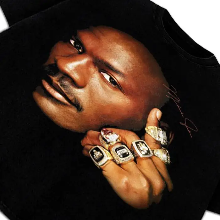 Michael Six Championship 6 Rings Graphic Tee 90's T-Shirt Streetwear Crewneck Cotton Menswear Soft