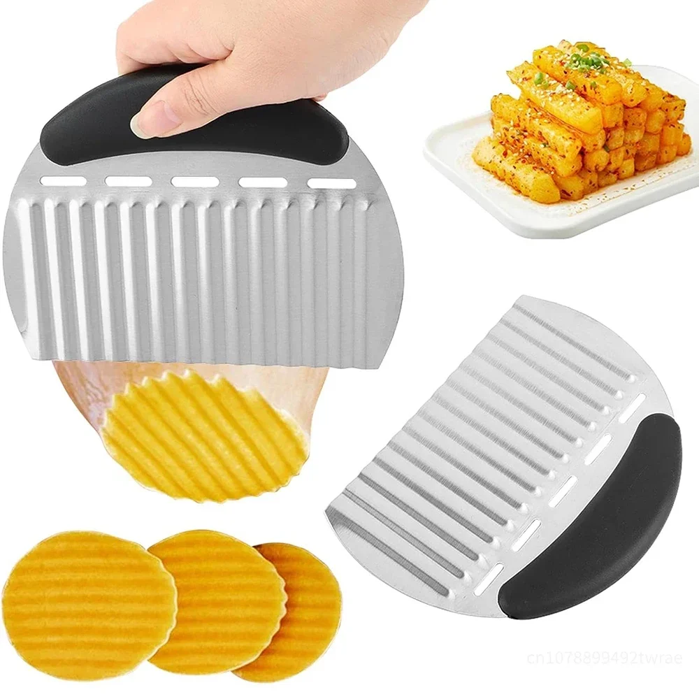 

Potato Crinkle Cutter for Vegetables Fruit Stainless Steel French Fry Slicer Chopper Kitchen Carrot Cucumber Chopping Wavy Tools