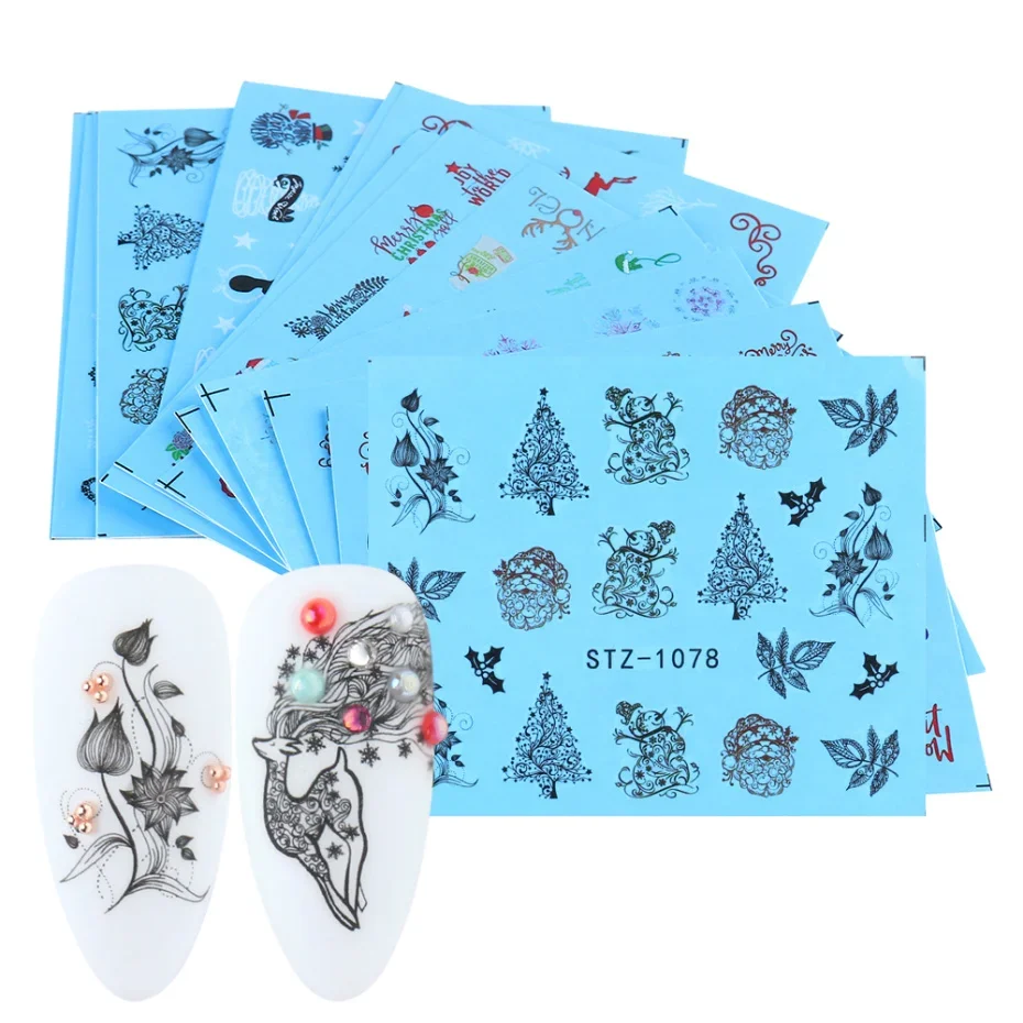 Christmas Nail Stickers Set Water Transfer Decals Manicure Decorations