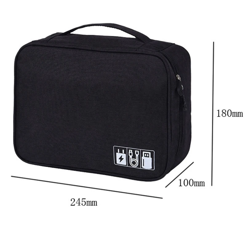 2PCS Cable Storage Bag Waterproof Digital Electronic Organizer Travel Cable Bag Portable USB Data Line Storage ,A