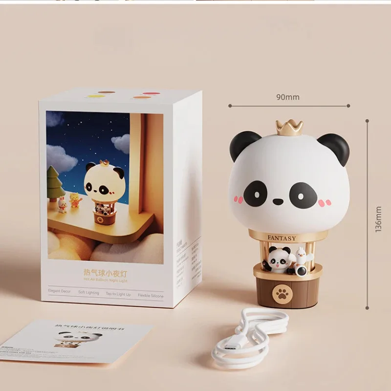 뜨거운 공기 풍선 Sillicone 귀여운 크리 에이 티브 만화 LED 야간 조명 USB 충전 어린이 침실 장식 램프 3 레벨