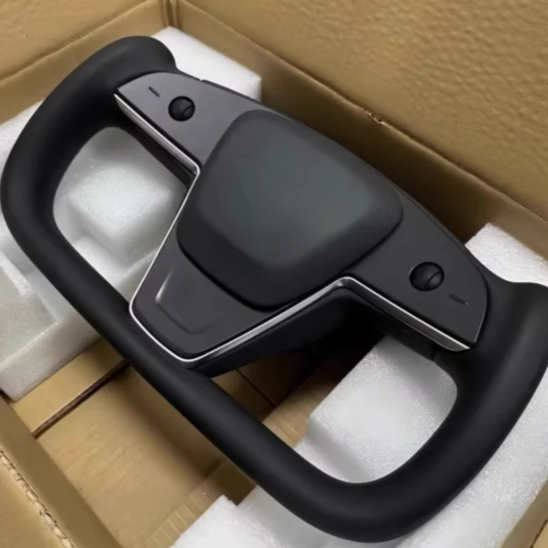 Hot-selling No Stitches Black Upgrade for New Model 3 Y Leather Yoke Handle Steering Wheel for Tesla Model 3 Y 2017-2023 Year view 4