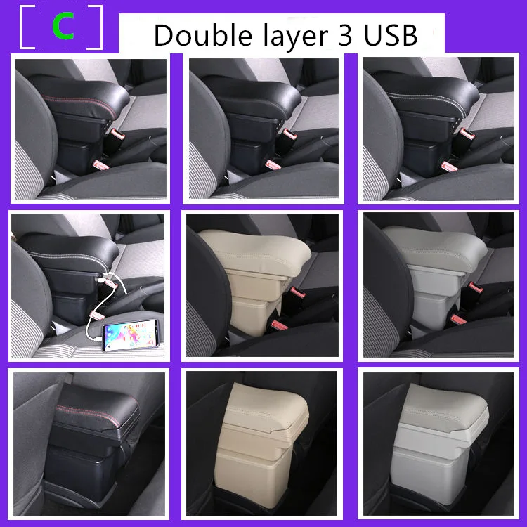 Armrest Box Central Store Interior Storage Car Accessories With Cup Holder For Citroen C1 Peugeot 107 Toyota Aygo BJ BYD F0