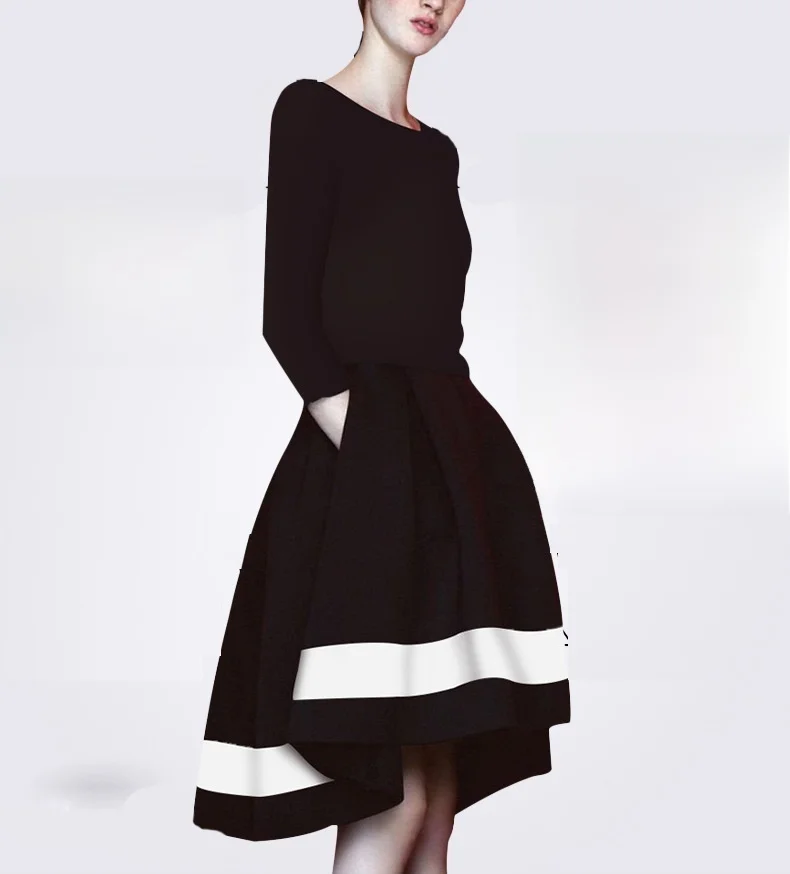 

Spring 2023 Women's Hepburn Sle Fro Dr Thiened Fce Lined Slimming A-Line Skirt Korean Sle Commute Faion