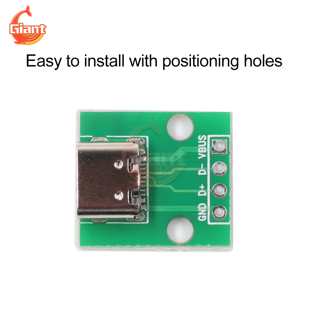 5/10Pcs USB Connector PCB Board Adapter TYPE-C Female Base Double-sided Forward And Reverse Plug To DIP4 Direct Plug 4P Module