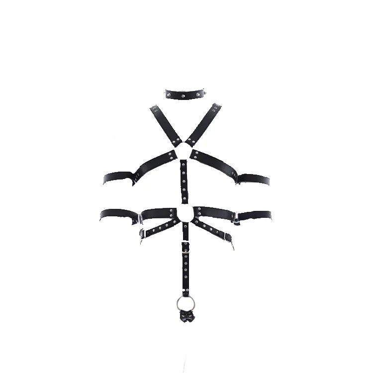 Sexy Mens Gay PU Leather Full Body Chest Harness Bondage Open Penis Ring BDSM Night Clubwear Sex Tools for Gay Male 18+