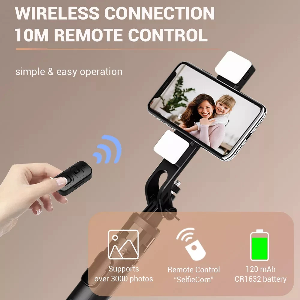 LISCN Selfie Stick Quad Tripod with Remote Control Portable Tripod for Mobile Phone with Gogro Compatible IPhone, Samsung，Xiaomi