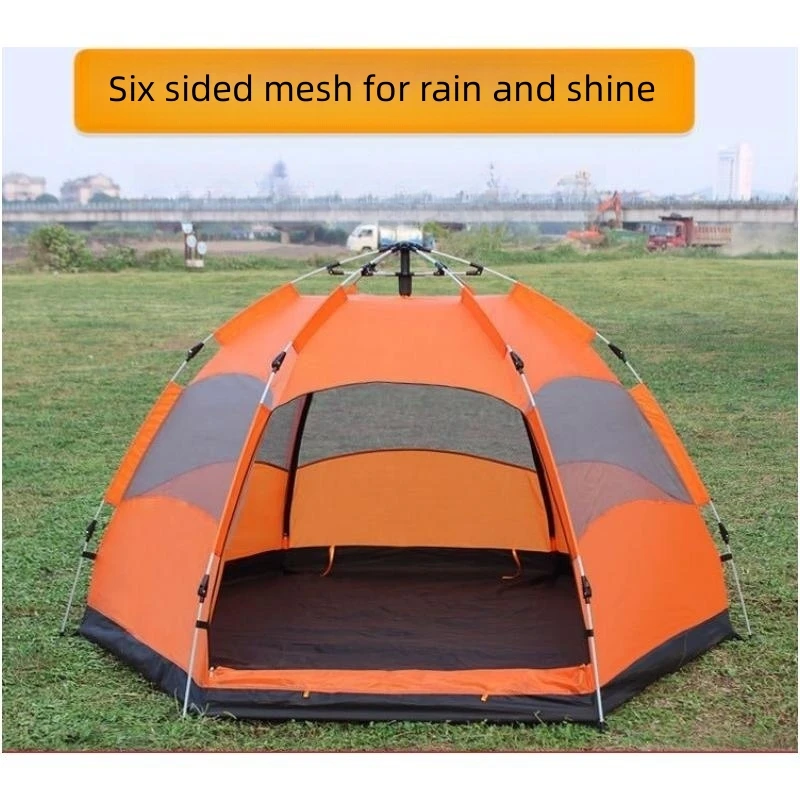 Fully Automatic Tent Multi Person Double Layer 3-5 Person Family Hexagonal Outdoor Camping Travel Rain Proof Windbreak QuickOpen top luxury brand expensive men s watch automatic mechanical quality watch roman double tourbillon water proof watch leather male