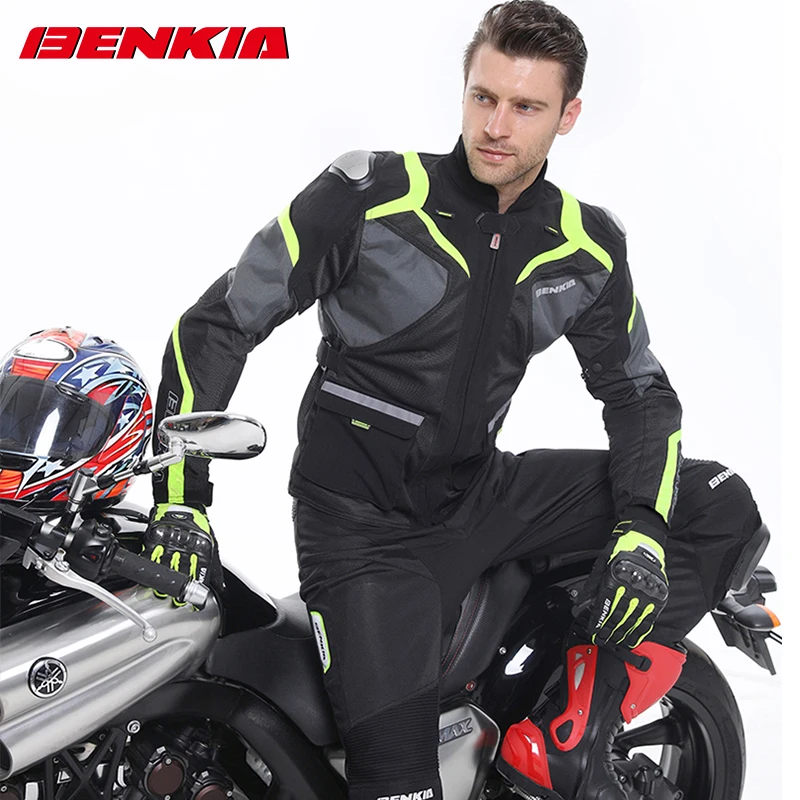 Benkia Summer Motorcycle Pants Breathable Mesh Motorcycle Pants Elastic Slim Fit with Grinding Bag Unisex Riding Protection