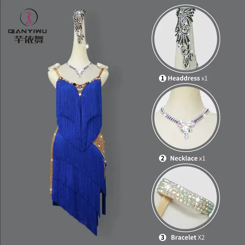 Nuevo traje de baile latino, ropa de graduación, vestido de fiesta para mujer, Falda corta de salón, Ropa de baile de escenario para niña, traje de Carnaval de noche 2025