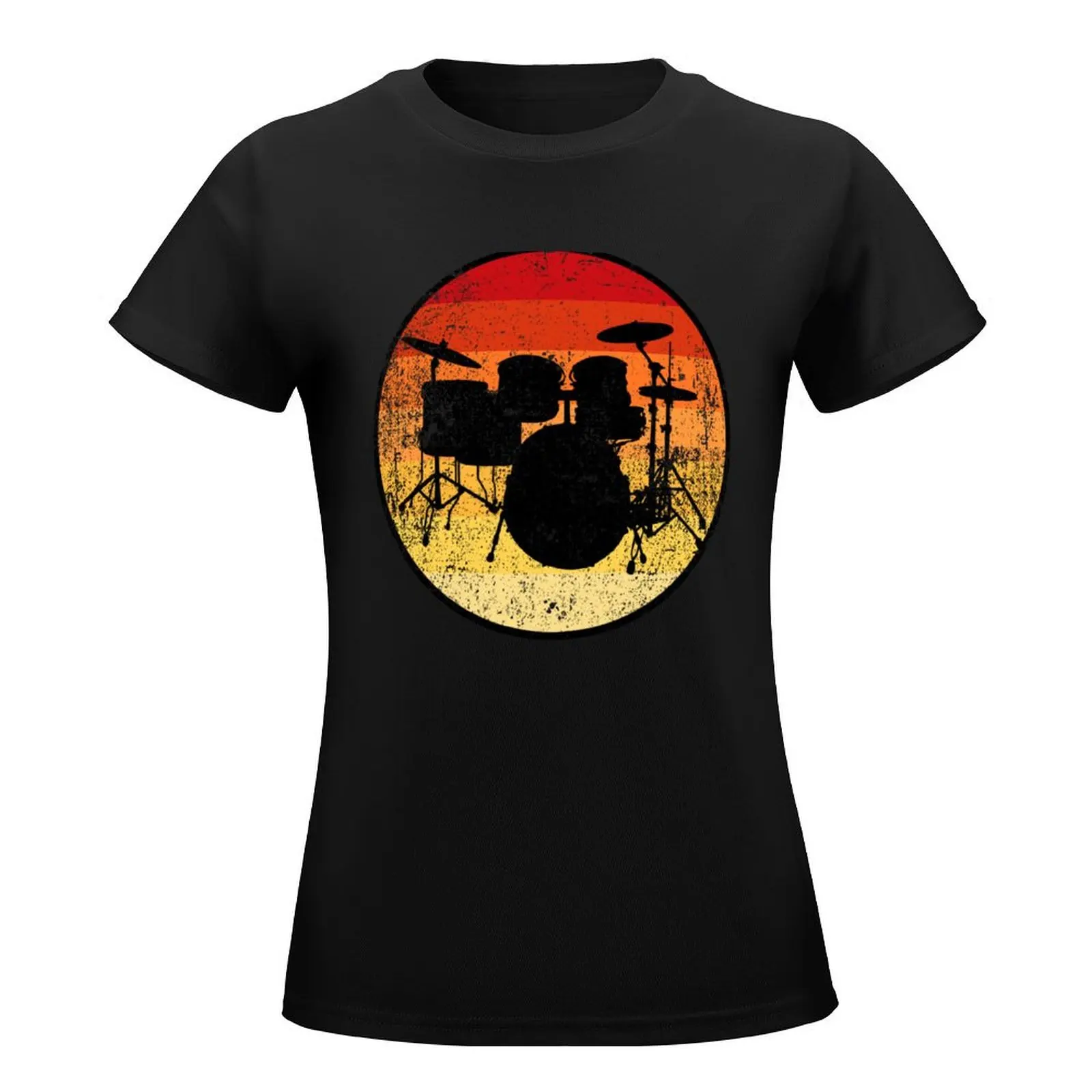 Camiseta SUNBURST DRUMS para mujer, tops de verano, ropa de anime en blanco